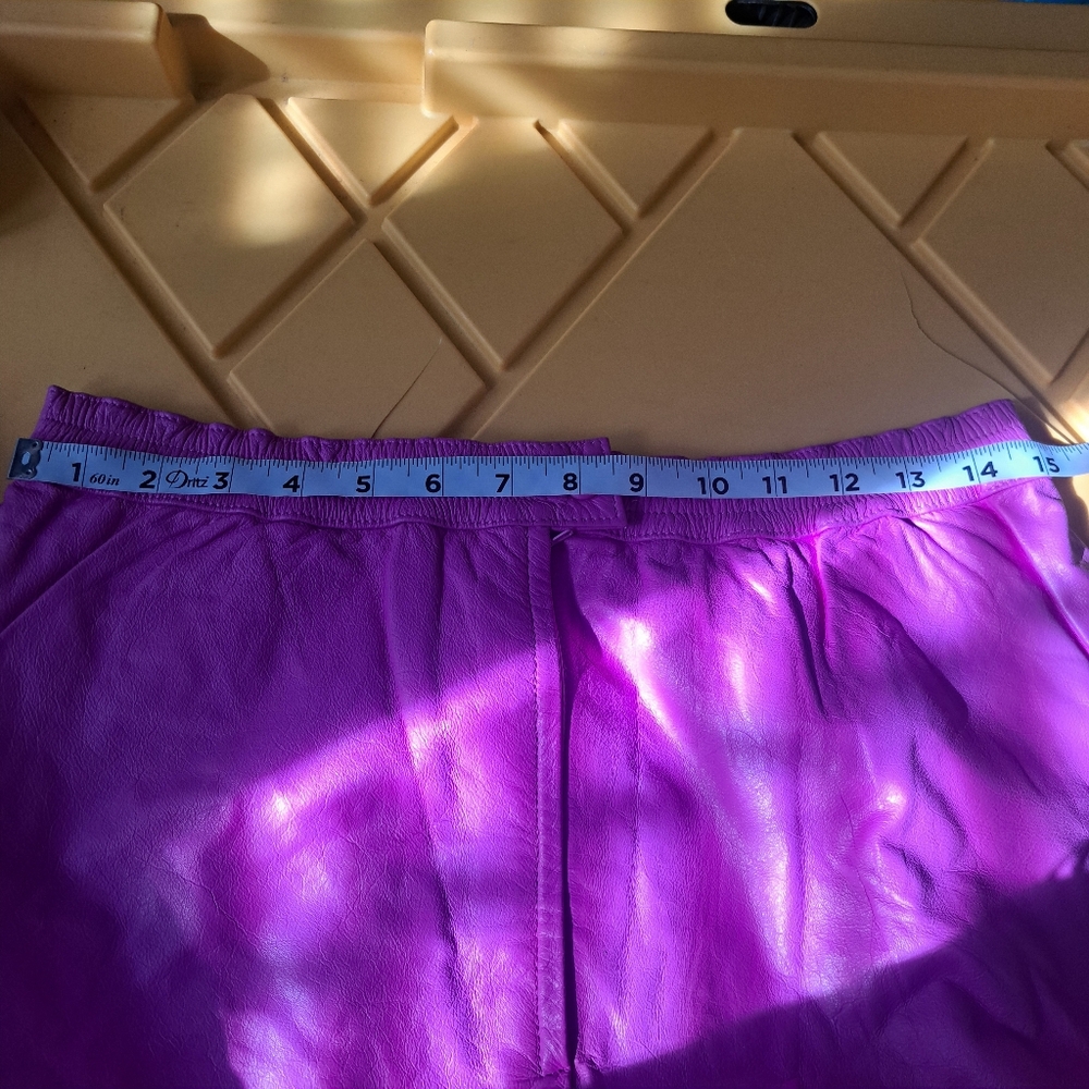 Vintage Pink Leather Pencil Skirt High Waisted‎ Midi with Pockets Waist 30" - Picture 13 of 13
